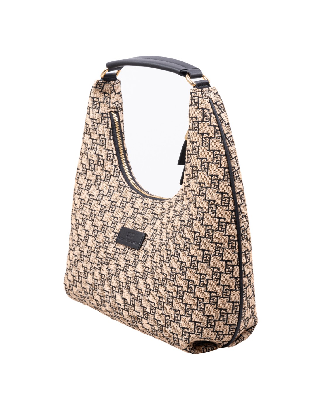 shop ELISABETTA FRANCHI  Borsa: Elisabetta Franchi borsa Hobo grande in rafia jacquard.
Fodera in cotone.
Spallaccio in tessuto effetto pelle.
Placca logo incisa a caldo.
Chiusura con doppia zip.
Composizione: 55% Poliestere 45% Poliammide.
Made in Italy.. BS22A42E2-BD9PAGLIA/NERO number 6519043